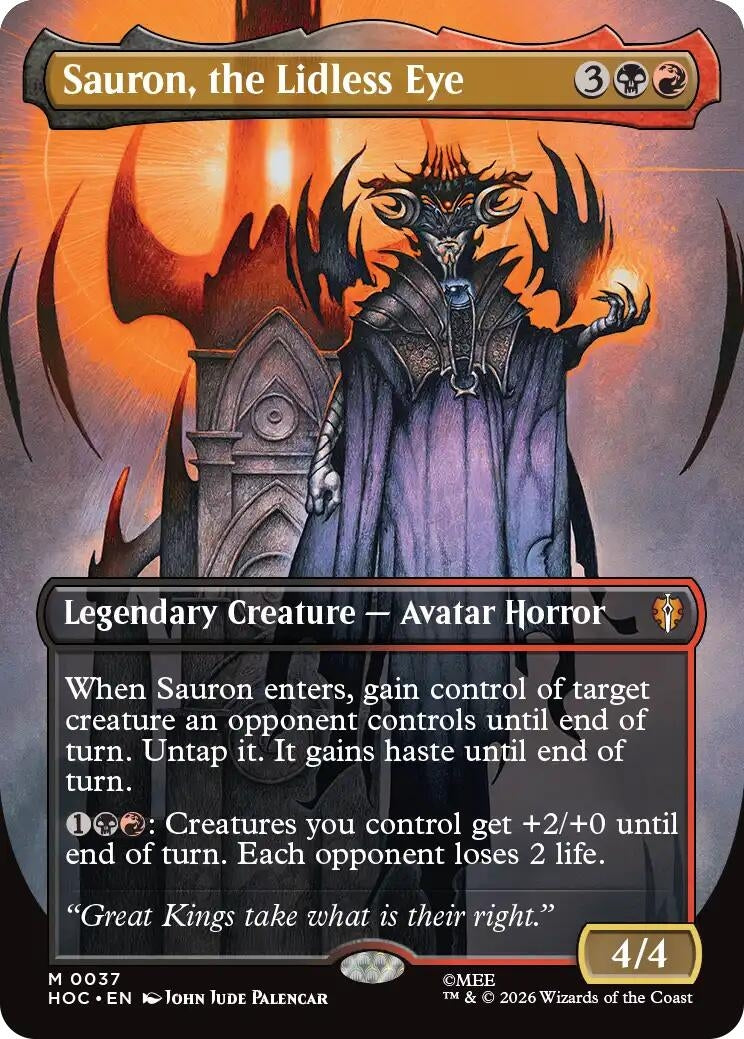 Image for Sauron, the Lidless Eye (Borderless) (37) (The Hobbit: Eternal-Legal) (HOC) - Magic: The Gathering