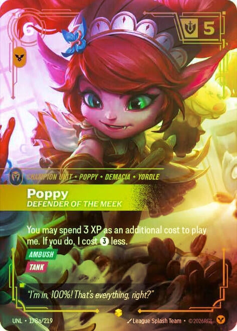 Image for Poppy, Defender of the Meek (Alternate Art) (178a/219) (Riftbound Organized Play Promotional Cards) (OPP) - Riftbound: League of Legends Trading Card Game