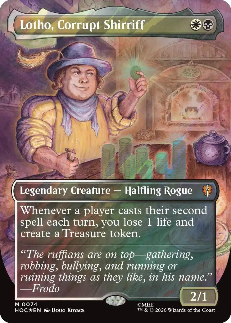 Image for Lotho, Corrupt Shirriff (Borderless) (Surge Foil) (74) (The Hobbit: Eternal-Legal) (HOC) - Magic: The Gathering