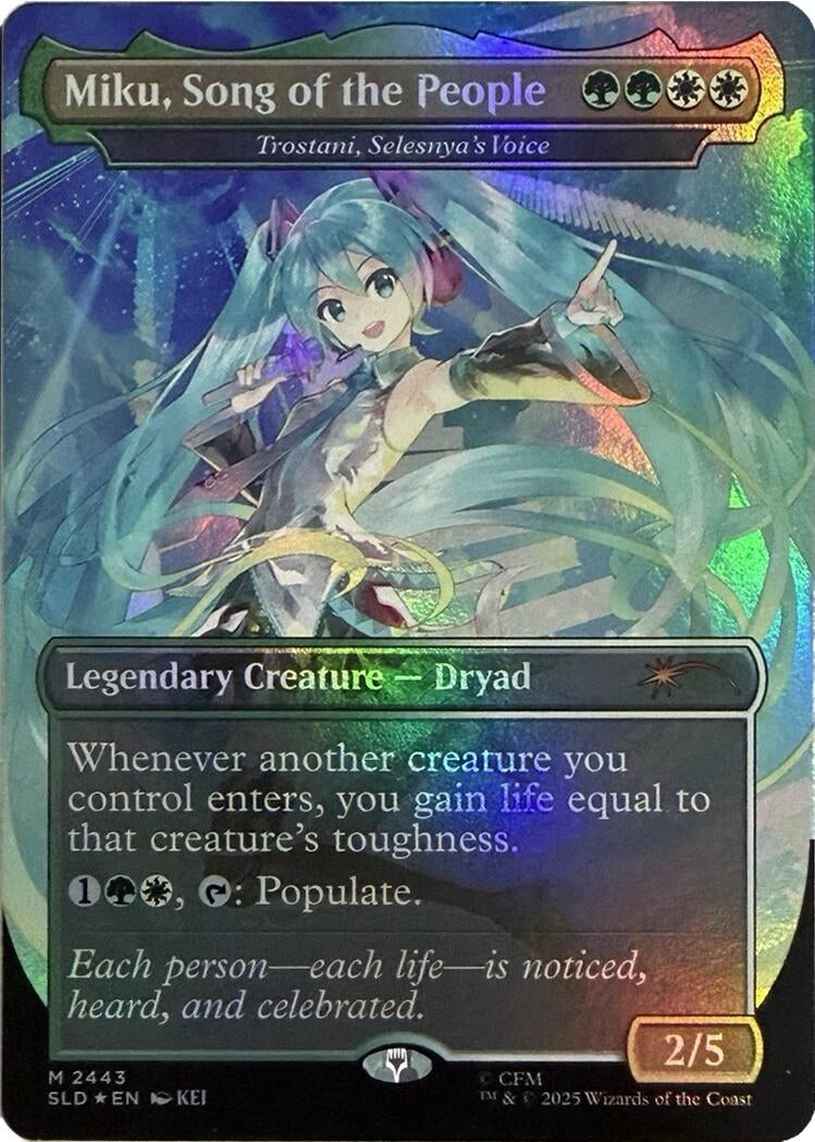 Image for Miku, Song of the People - Trostani, Selesnya's Voice (Display Commander) - Thick Stock (2443) (Secret Lair Drop Series) (SLD) - Magic: The Gathering