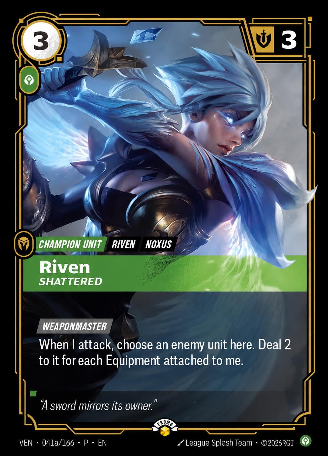 Image for Riven, Shattered (041a/166) (Riftbound Promotional Cards) (PR) - Riftbound: League of Legends Trading Card Game