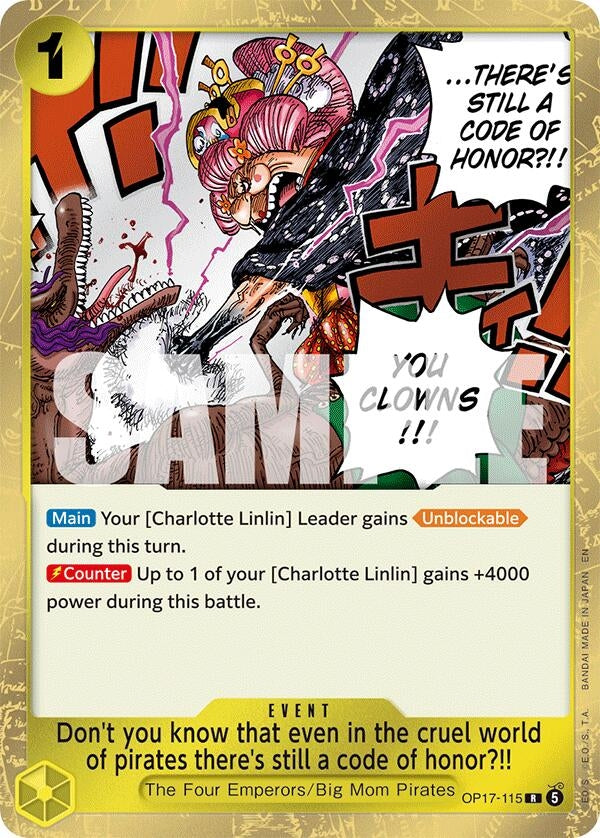 Image for Don't you know that even in the cruel world of pirates there's still a code of honor?!! (OP17-115) (The World's Strongest Warriors) (OP17) - One Piece Card Game
