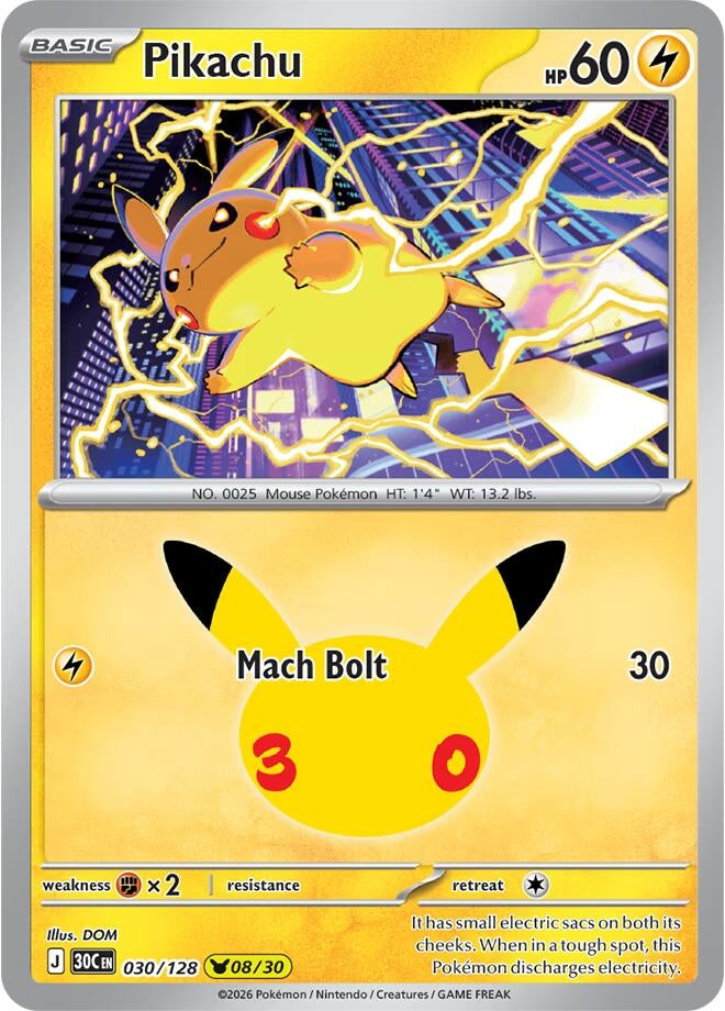Pikachu (030/128) (ME: 30th Celebration)