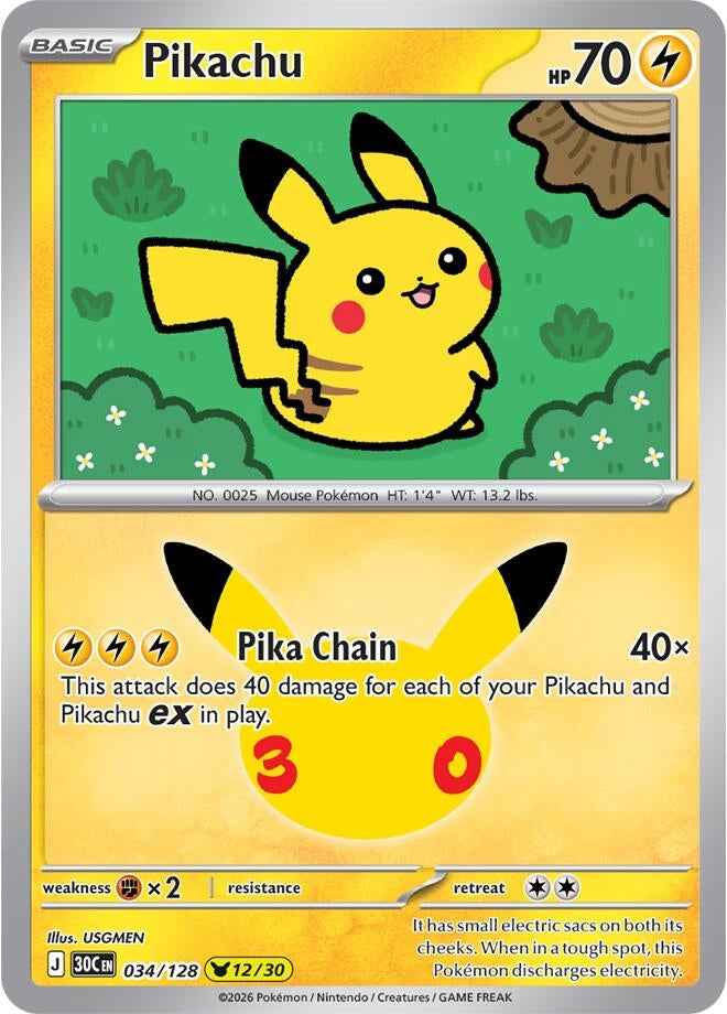 Pikachu (034/128) (ME: 30th Celebration)