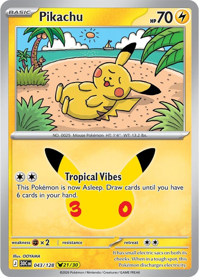 Pikachu (043/128) (ME: 30th Celebration)