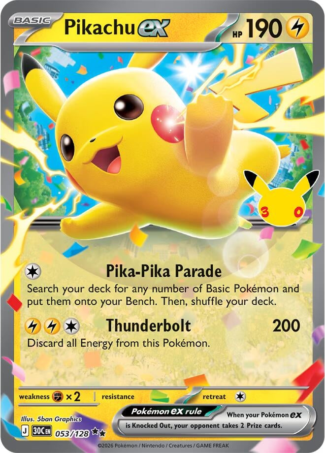Pikachu ex (053/128) (ME: 30th Celebration)