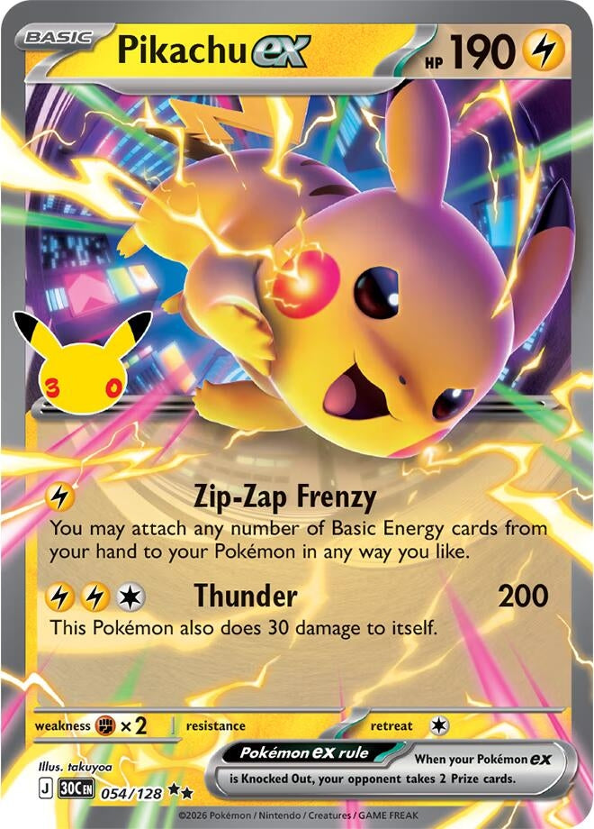 Pikachu ex (054/128) (ME: 30th Celebration)