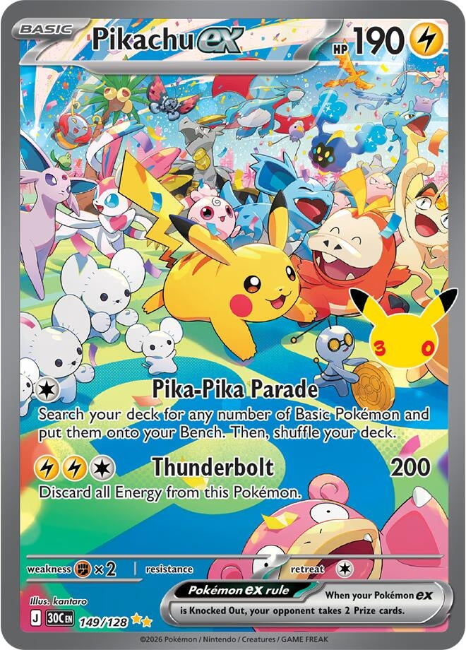Pikachu ex (149/128) (ME: 30th Celebration)