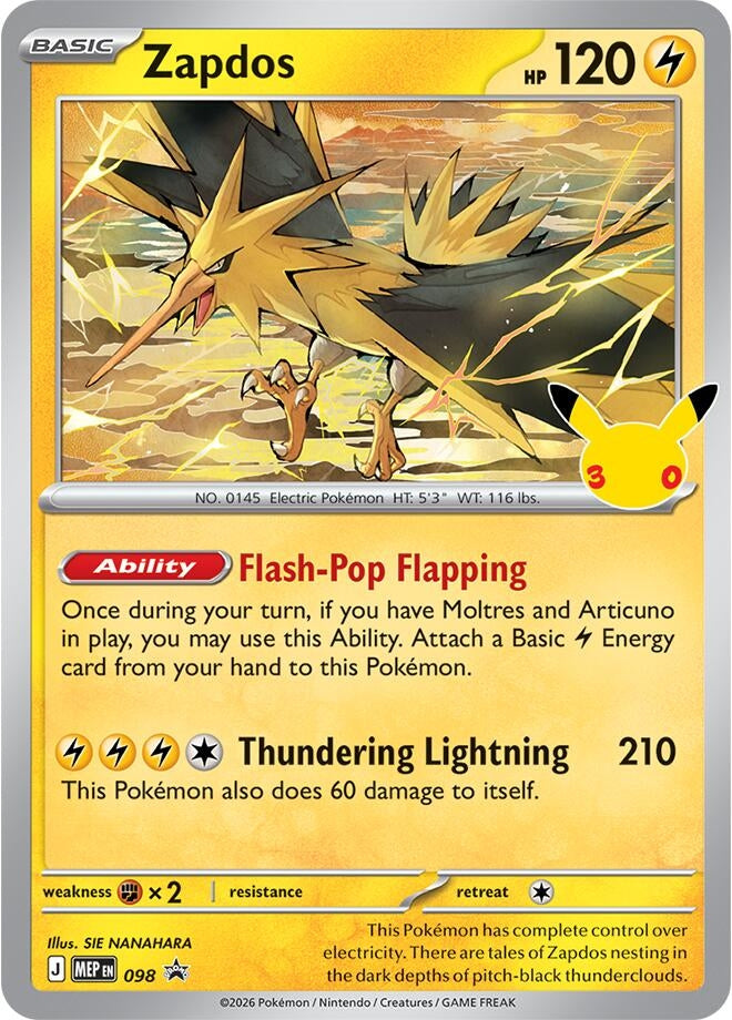 Zapdos - 098 (30th Celebration) (098) (ME: Mega Evolution Promo)