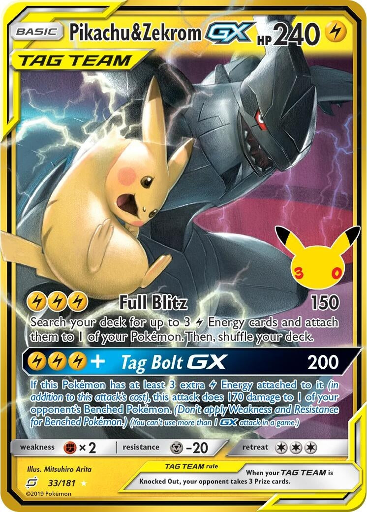 Pikachu & Zekrom GX (33/181) (ME: 30th Celebration Classic Collection)