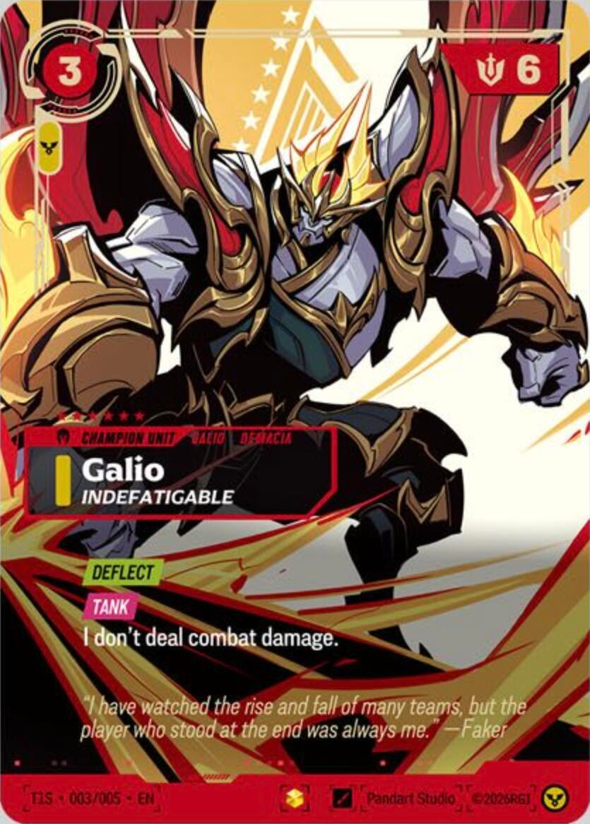 Image for Galio, Indefatigable (T1 Worlds Champion Signature Edition Bundle) (T1S 003/005) (Riftbound Promotional Cards) (PR) - Riftbound: League of Legends Trading Card Game