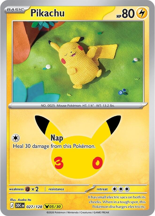 Pikachu (027/128) (ME: 30th Celebration)