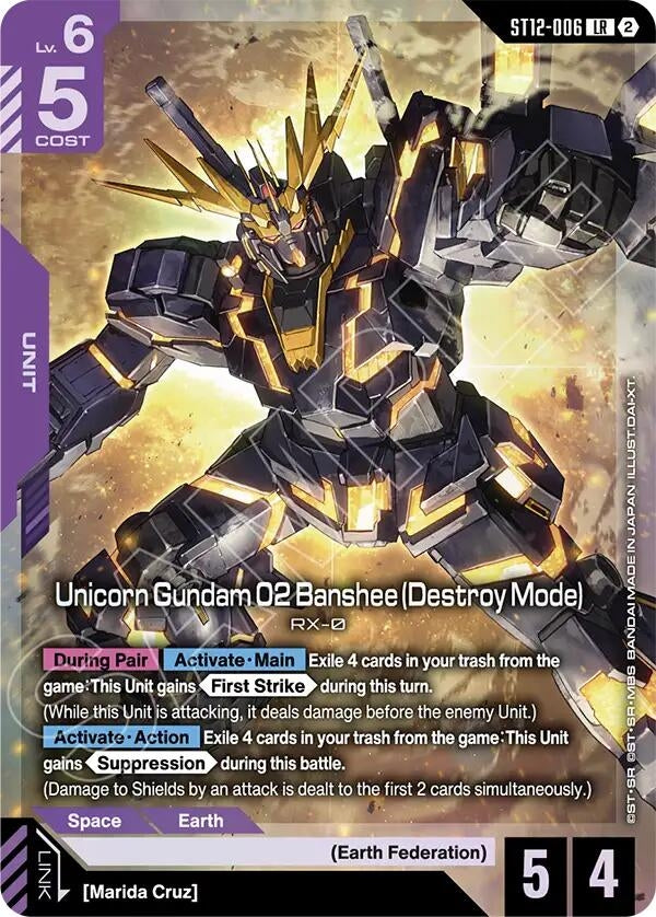 Image for Unicorn Gundam 02 Banshee (Destroy Mode) (ST12-006) (Starter Deck 12: Raging Onslaught) (ST12) - Gundam Card Game
