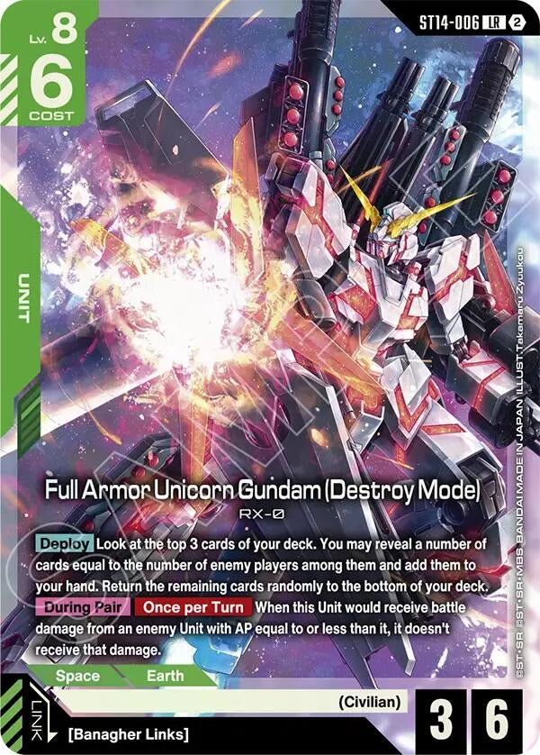 Image for Full Armor Unicorn Gundam (Destroy Mode) (ST14-006) (Starter Deck 14: Heavy Dominion) (ST14) - Gundam Card Game