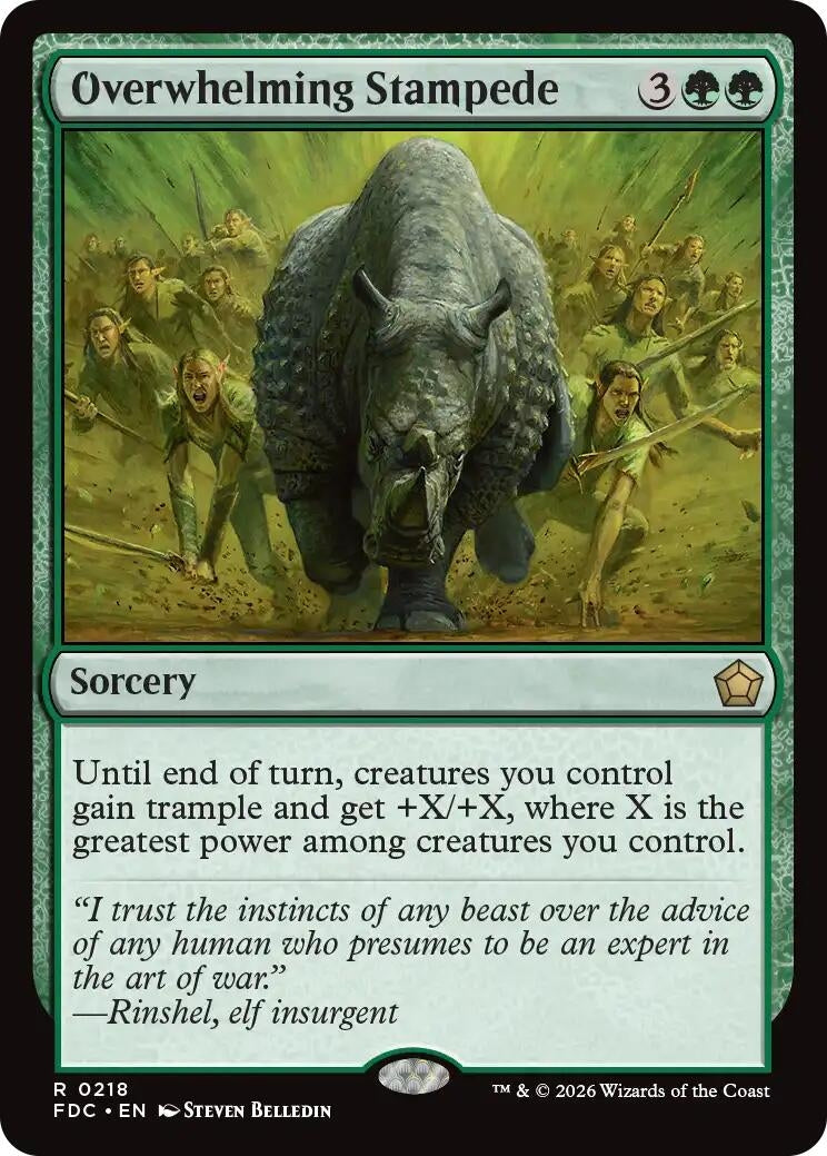 Image for Overwhelming Stampede (218) (Commander: Foundations) (FDC) - Magic: The Gathering