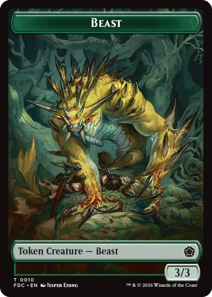 Image for Beast // Phyrexian Beast Double-Sided Token (10 // 11) (Commander: Foundations) (FDC) - Magic: The Gathering