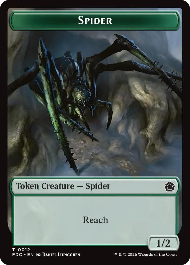 Image for Spider // Beast Double-Sided Token (12 // 10) (Commander: Foundations) (FDC) - Magic: The Gathering