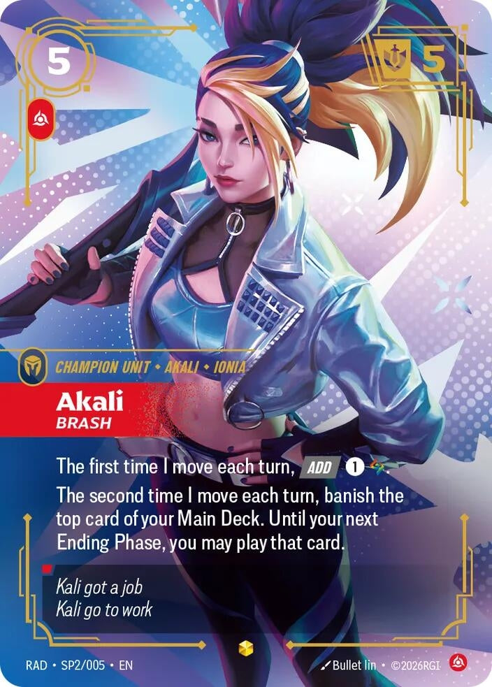 Akali, Brash (K/DA Special Art Card) (SP2/005) (Radiance)