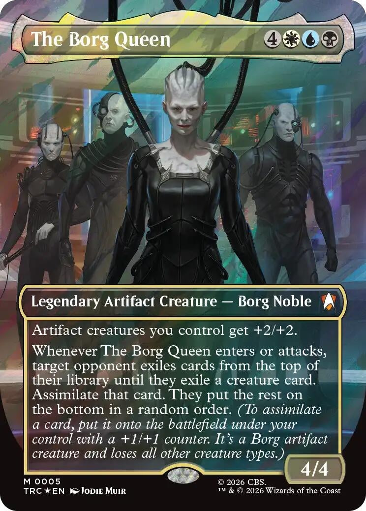 Image for The Borg Queen (Borderless) (Surge Foil) (5) (Commander: Star Trek) (TRC) - Magic: The Gathering