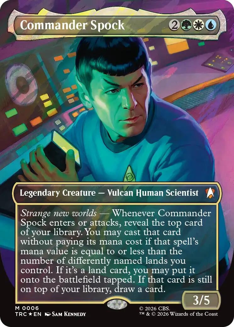 Image for Commander Spock (Borderless) (Surge Foil) (6) (Commander: Star Trek) (TRC) - Magic: The Gathering