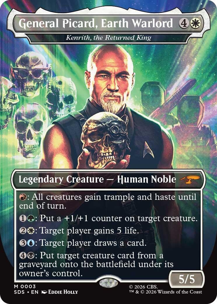 Image for General Picard, Earth Warlord - Kenrith, the Returned King (Borderless) (3) (Star Trek: Stardates) (SDS) - Magic: The Gathering