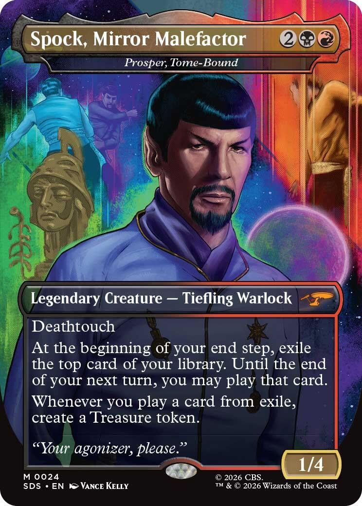 Image for Spock, Mirror Malefactor - Prosper, Tome-Bound (Borderless) (24) (Star Trek: Stardates) (SDS) - Magic: The Gathering