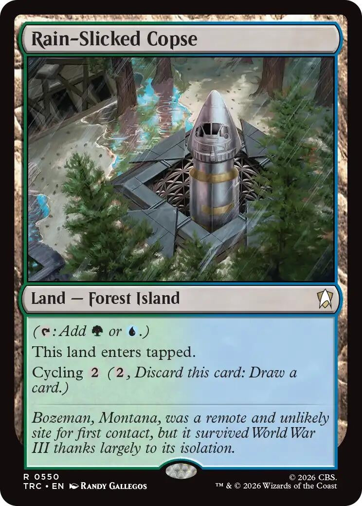 Image for Rain-Slicked Copse (Surge Foil) (550) (Commander: Star Trek) (TRC) - Magic: The Gathering