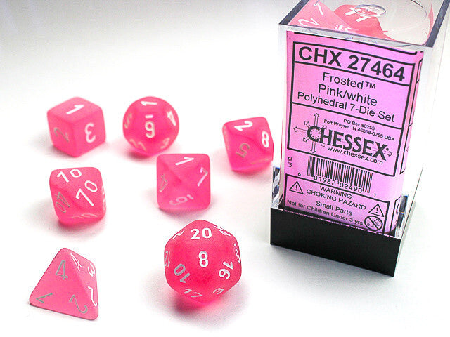 Chessex - Frosted Pink w/White Classic Polyhedral