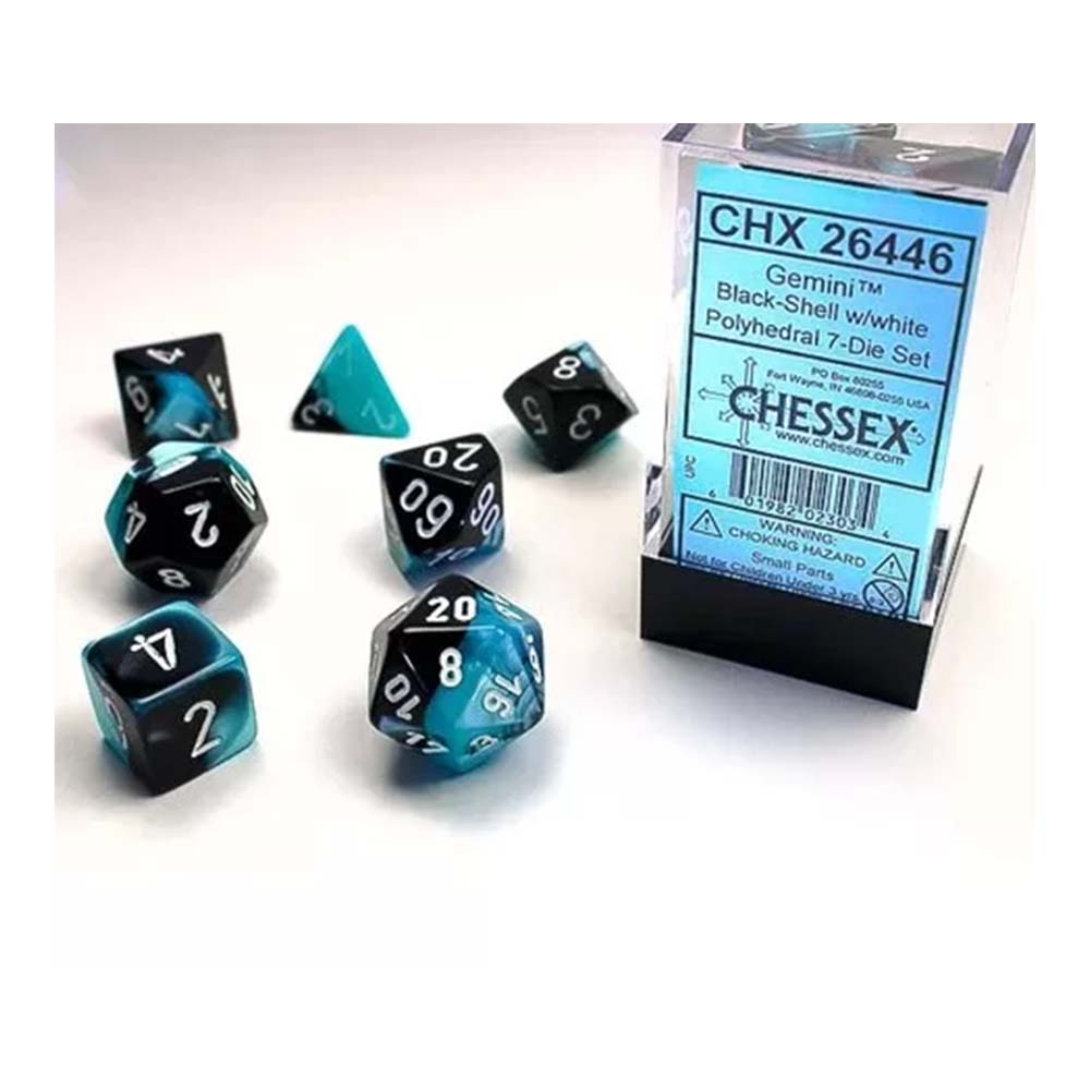 Chessex - Gemini Black-Shell w/White Classic  Polyhedral