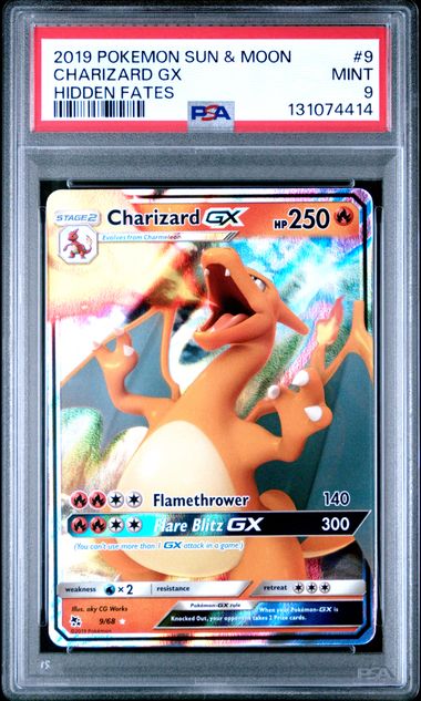 2019 POKEMON SUN & MOON HIDDEN FATES #9 CHARIZARD GX HIDDEN FATES - PSA 9