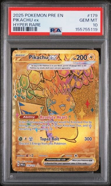 PIKACHU ex HYPER RARE - PSA 10