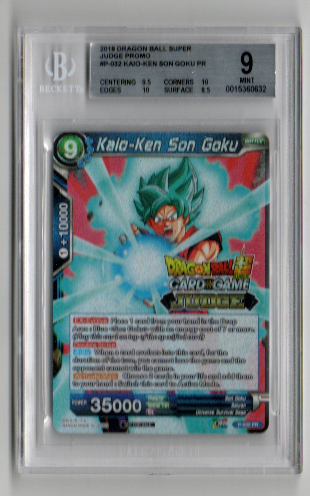 Kaio-Ken Son Goku Foil Judge Promo - P-032 - Beckett 9 Card Masters Kaio-Ken Son Goku Foil Judge Promo - P-032 - Beckett 9 Card Masters
