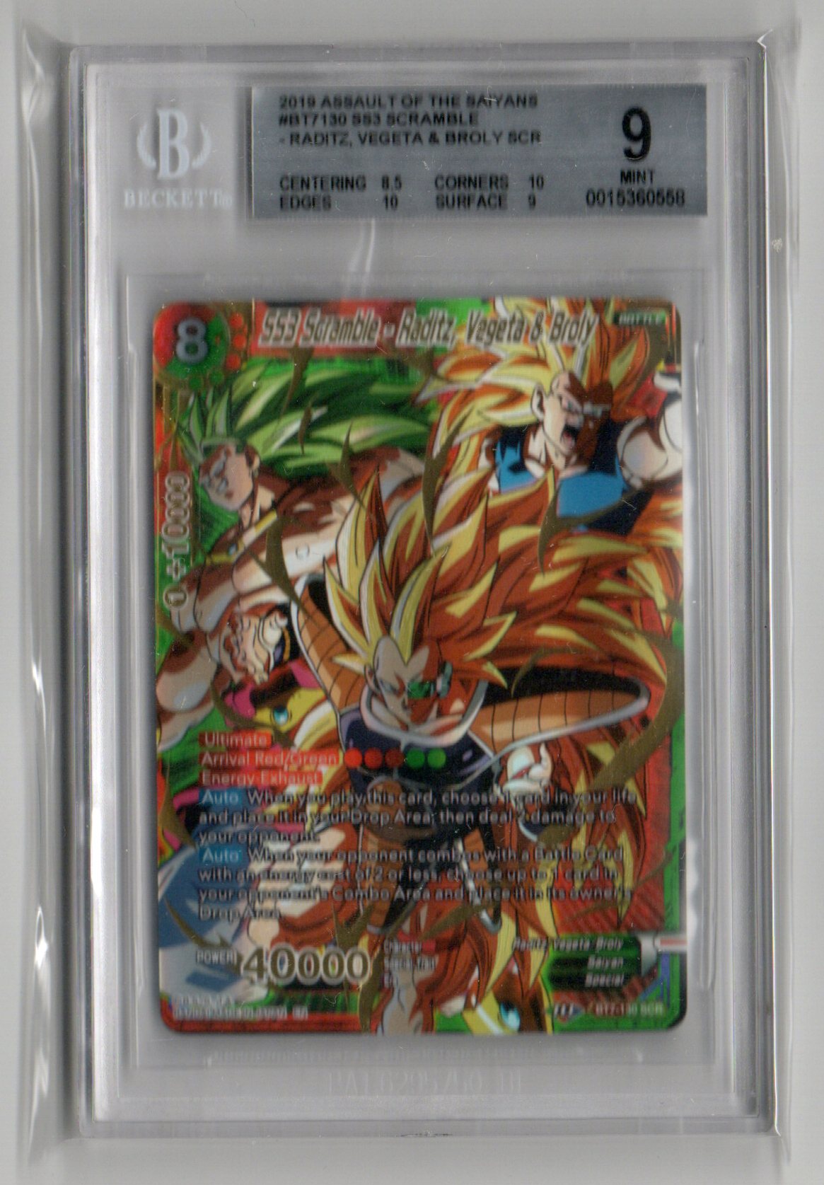 SS3 Scramble - Raditz, Vegeta & Broly SCR - BT7-130 - Beckett 9