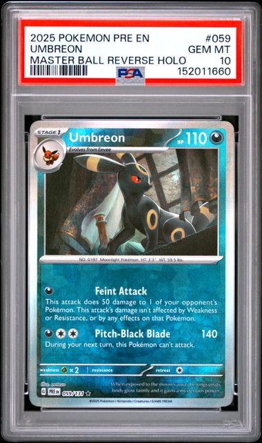 UMBREON MASTER BALL REVERSE - PSA 10