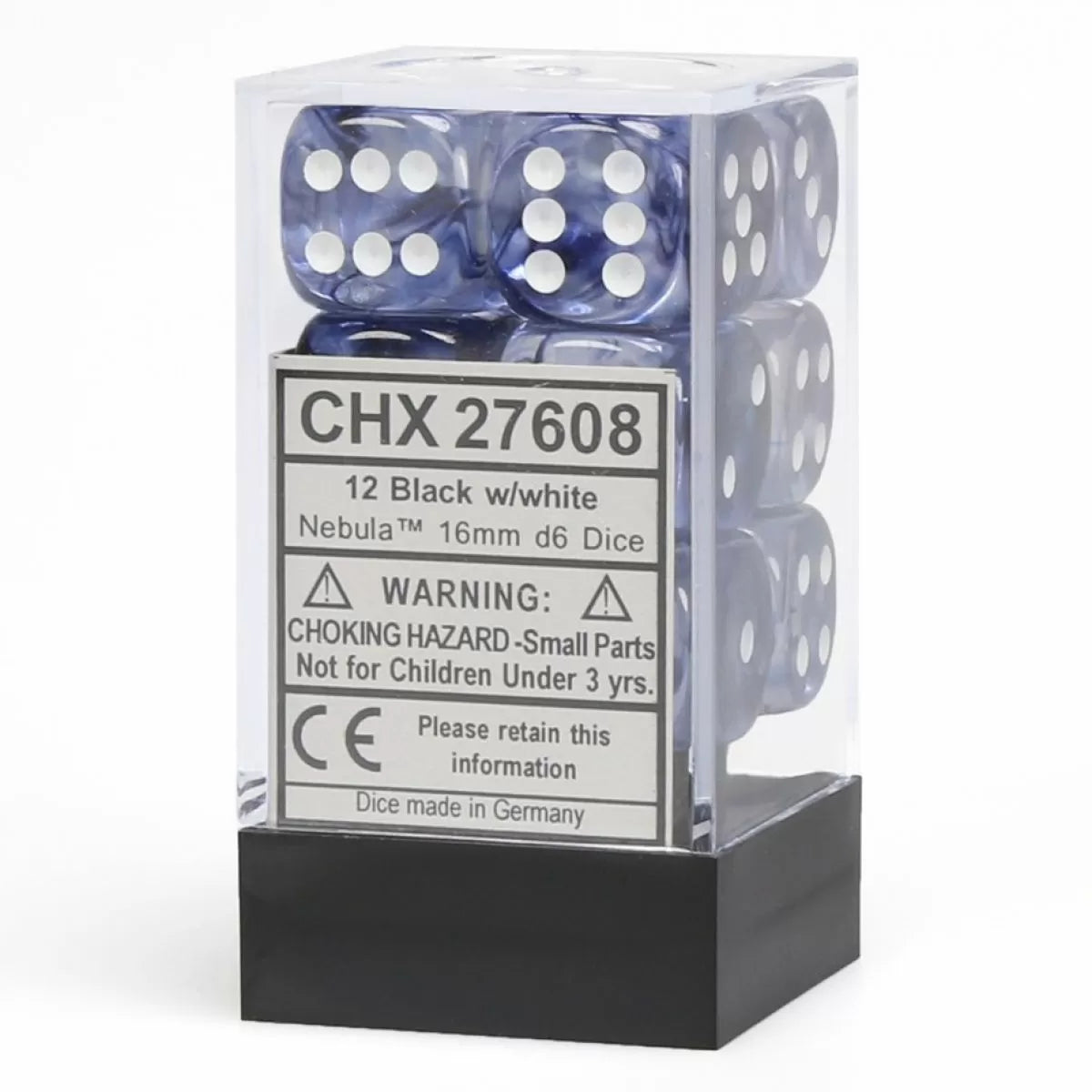 Chessex - Signature 16mm D6 (12 Dice) Nebula Black/White