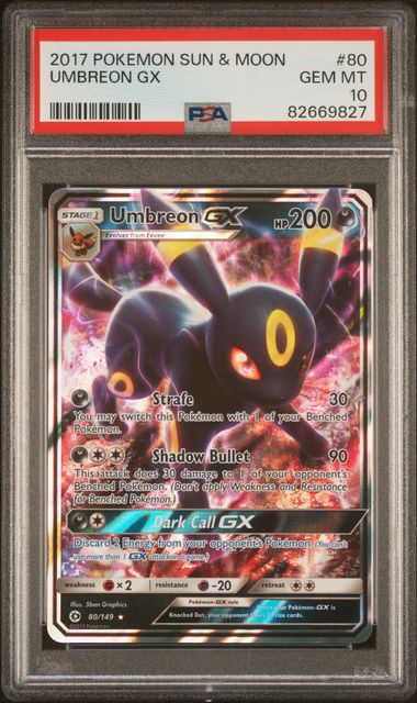 POKEMON SUN & MOON #80 UMBREON GX - PSA 10