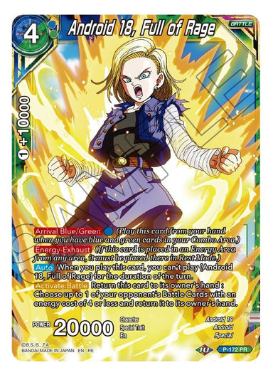 Android 18, Full of Rage P-172 RE - Card Masters