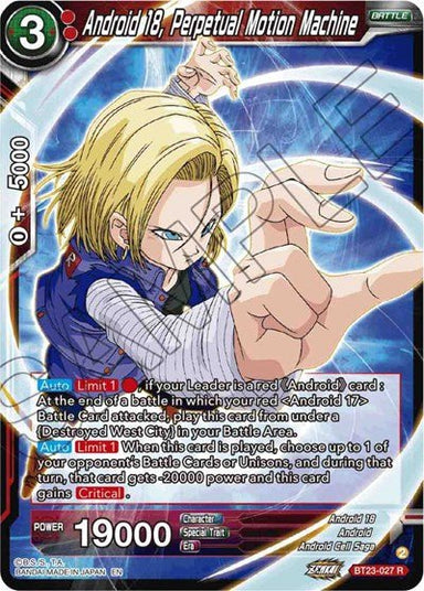 Android 18, Perpetual Motion Machine BT23-027 - Card Masters