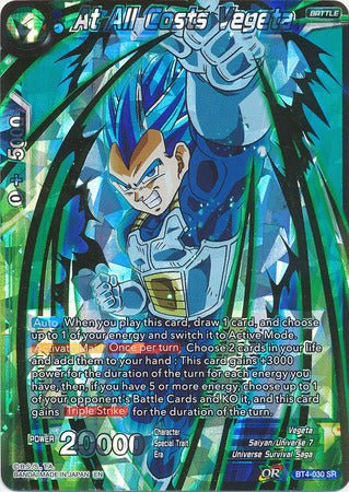 At All Costs Vegeta - BT4-030 - Super Rare (Shatterfoil) - Card Masters