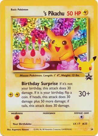 Birthday Pikachu - 24 - Holo Promo (Classic Collection) - Card Masters