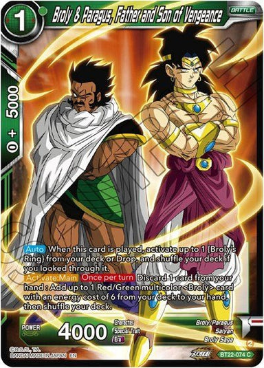Broly & Paragus, Father and Son of Vengeance - BT22-074 - Card Masters