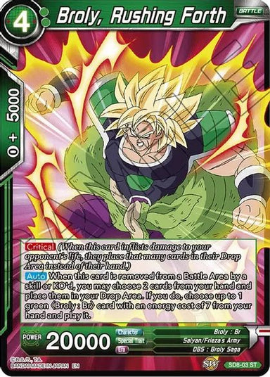 Broly, Rushing Forth - SD8-03 - Card Masters