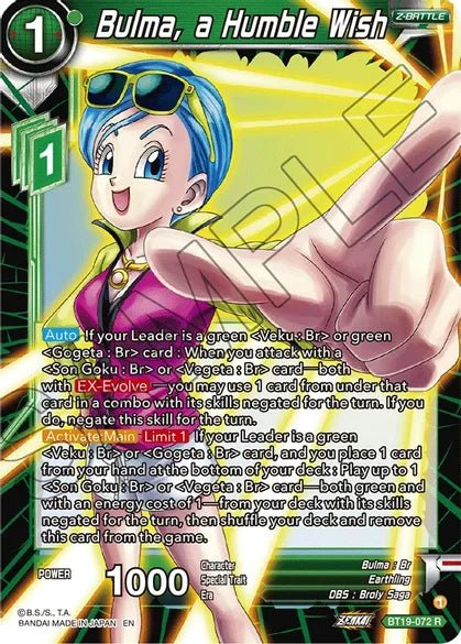 Bulma, a Humble Wish - BT19-072 R - Card Masters